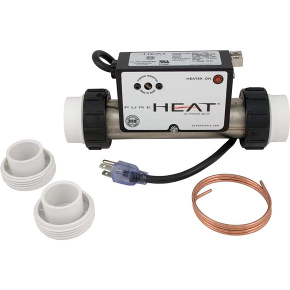 Hydro-Quip Bath Heater, InLine, PH101-15UV, 115v, 1.5kW, Vac, 3ft Crd, Plg #PH101-15UV