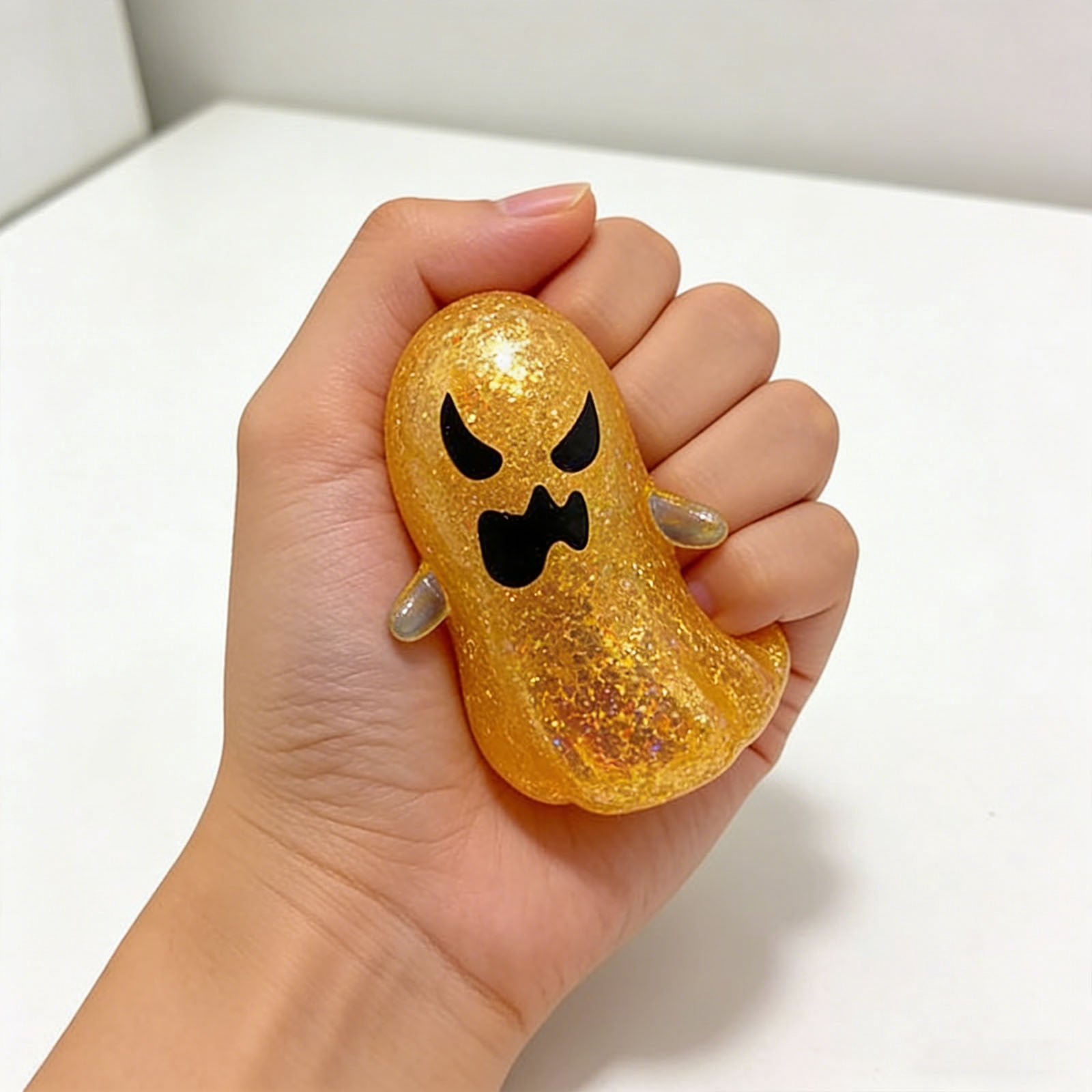Fufafayo Ghost Sensory Ball, Stress ReliefToyFor Adults, Cute Dough Ball Stuffed Bun, Soft Decompression Dough for Anxiety, Desk Decor for Office Bedroom Living Room
