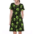 thumbnail image 1 of Disketp Skulls And Cobwebs para Vestido de Manga Corta para Mujeres, Vestidos de Verano para Mujeres, Casual y Holgado para la Playa, 1 of 6