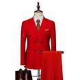 thumbnail image 1 of Pants for Men Double Breasted Pocket Long Sleeve Lapel Suit Set Multi Color Groom, 1 of 6