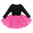 thumbnail image 2 of IBTOM CASTLE Baby Girl 1st 2nd 3rd Birthday Outfit Mouse Dress Polka Dots Tutu Skirt Cake Smash Long Sleeve Clothes for Photo Shoot 2 Years Black + Hot Pink, 2 of 8