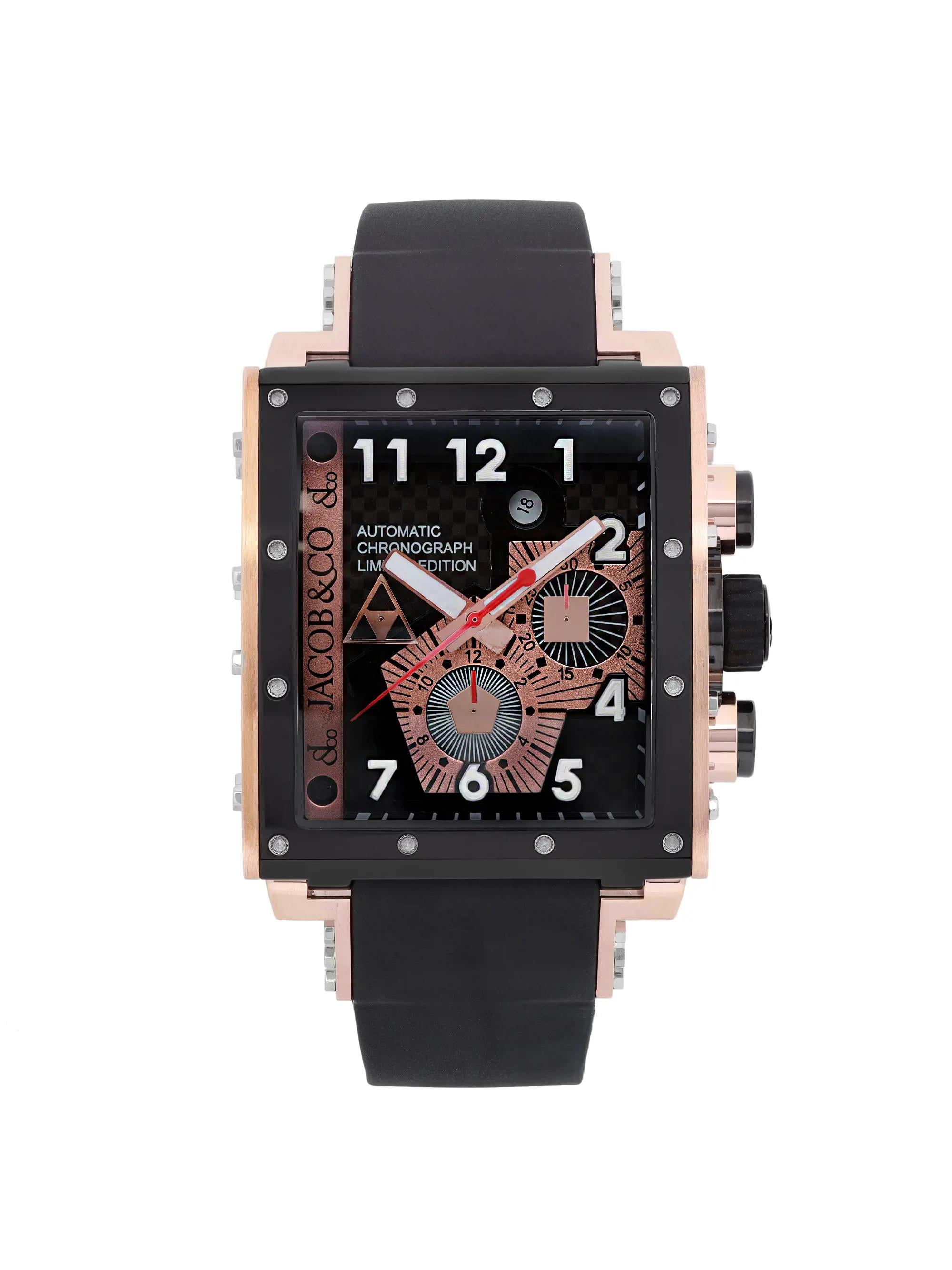 Jacob Co EPIC I 18K Rose Gold Titanium Carbon fibre Dial Automatic Watch V.2Q8