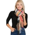 thumbnail image 4 of 2Chique Boutique Trendy Tartain Plaid Print Rainbow Striped Fringed Blanket Felt Shawl Scarf, 4 of 4