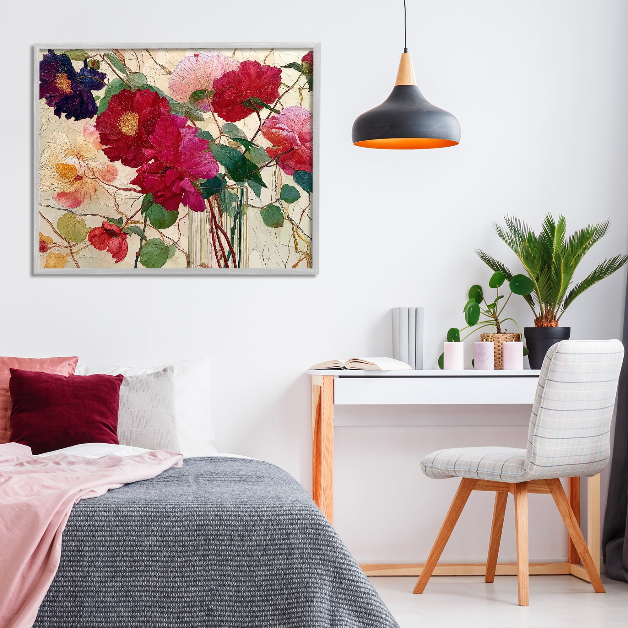 Haiku Flower Vase Gray Framed Giclee Art, design by Annabelle Hall