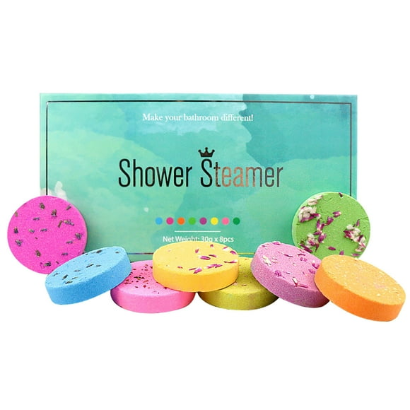 TechWave Aromatherapy Bath Bombs For Women 8PC Tablets With Pure Oil, 8 Sweet Style Scents,Gifts Set For Stress ,Relaxation,Enjoy Home Spa Glass Lotion 8oz Back Lotion Applicator Hot Steamer for Face