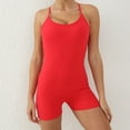 thumbnail image 2 of Spandex Bodysuit Romper for Women Shorts Workout Yoga Fitness Outfit Criss Cross Backless Sleeveless Jumpsuits (S, Red), 2 of 6
