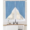 thumbnail image 2 of Blue Burlap Texture Swag Valances for Windows, Farmhouse Vintage Blue Rod Pocket Sheer Valances for Large Windows, Swag Toppers Light Filtering for Kitchen Living Room 2 Panels 36''x63'', 2 of 6