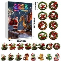 Dragon Ornament Christmas Advent 2025-24 Days 2D Acrylic Animal Decor Flying Dragon Christmas Countdown Decorations For Home Tree Wall Window Adults Kids Vacation Party Favors A