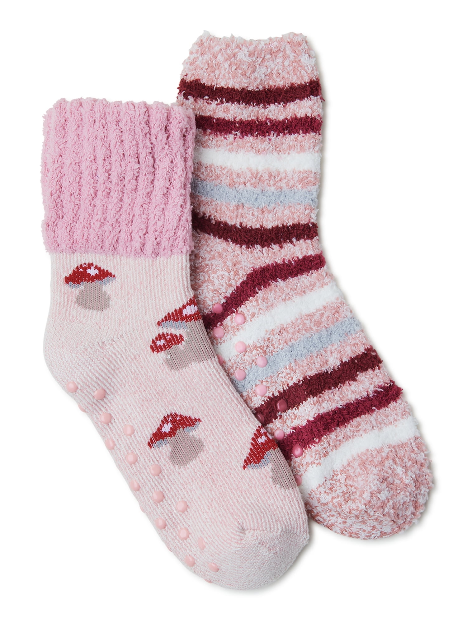 Joyspun Women's Mushroom Slipper Socks, 2-Pack, Size 4-10 - Walmart.com