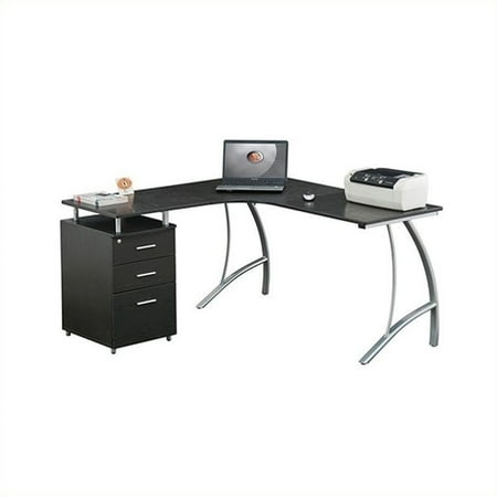 Techni Mobili Modern L Shaped Computer Desk With File Cabinet