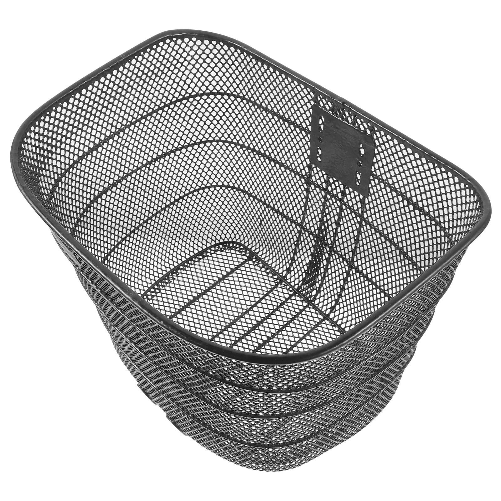 PTOOTP Black Metal Bike Front Basket Large Capacity Easy to Install Stable Storage