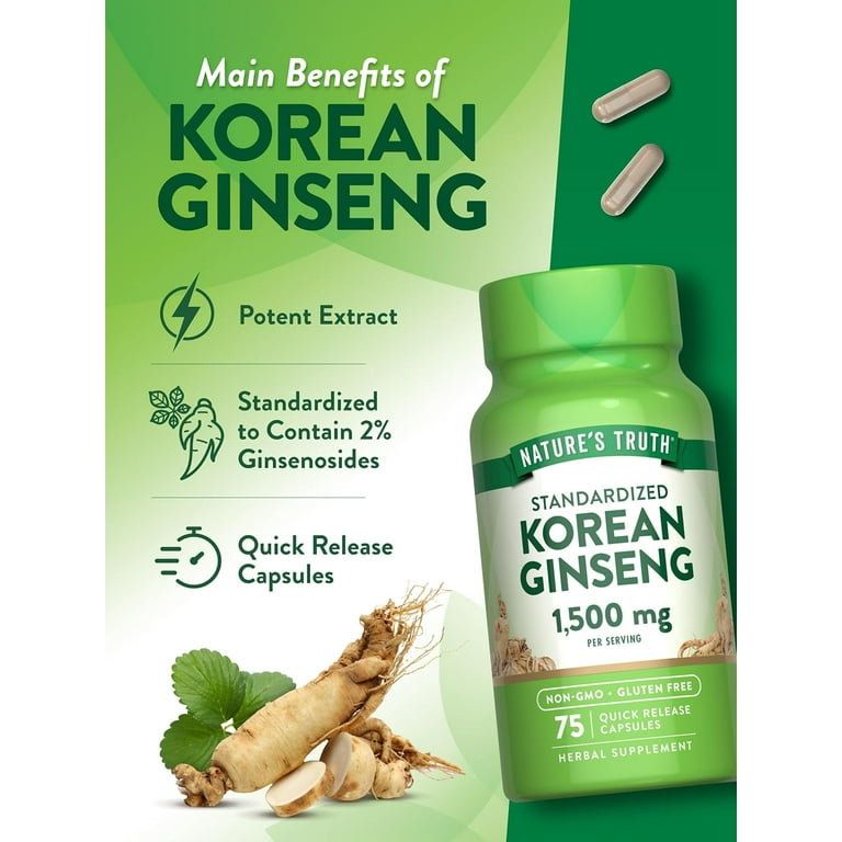 Nature's Truth Korean Ginseng 1500mg, 75 Capsules, Herbal