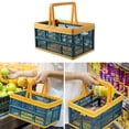 thumbnail image 4 of MIANGASTORE Collapsible Grocery Shopping Baskets Folding Stackable Crates Storage Containers Bins Organizer with Handles for Home Green, 4 of 8