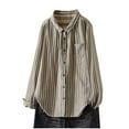 thumbnail image 2 of Sevevn Women's Striped Loose Cardigan With A Breasted Casual Long Sleeved Shirt And Long Sleeved Collar Top/shirt Green L Rollbacks, 2 of 3