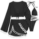 thumbnail image 2 of Traje de baño para mujer, traje de baño de cuatro piezas, bikini liso con vendaje, push-up, acolchado, traje de baño, conjunto de ropa de playa, trajes de baño para mujer, 2 of 5