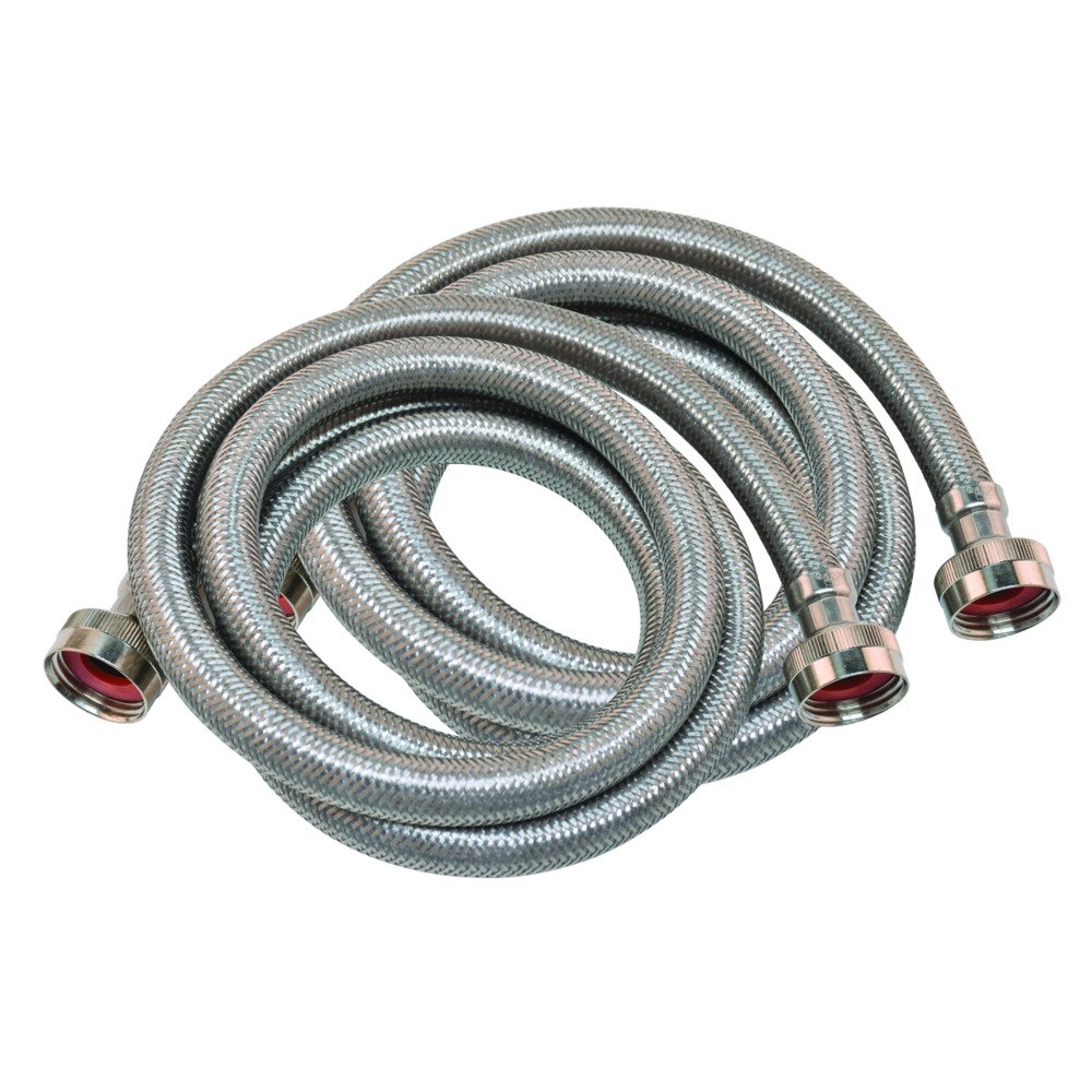 Eastman 41067 Braided Stainless Steel Washing Machine Hoses, 3/4 inch FHT, 6 Ft, 2 Pack