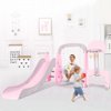 uaswguDFS 5 in 1 Toddlers Slide&Swing Set with 2 Basketball Hoops and Football Goal for Both Indoor and Outdoor