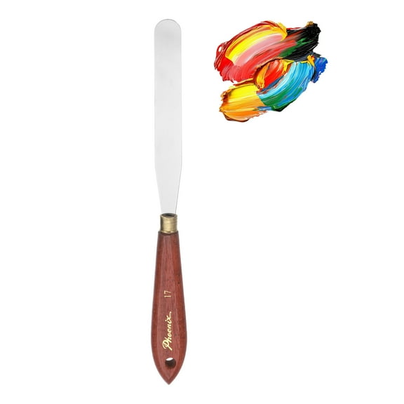 Pack of 1 Palette Knife No.17, 9.1" Long with Stainless Steel Flexible Spatula Pallet Knife and Wood Handle for Scraping, Mixing, Oil Acrylic Painting Canvas