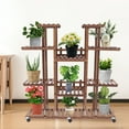 thumbnail image 3 of Miumaoev Plant Stand Indoor Plant Shelf, Wooden Flower Holder, Tiered Plant Rack with Detachable Wheels for Garden, Balcony, Patio, Corner, Window, Living Room (9 Tiers, 17 Pots), 3 of 12