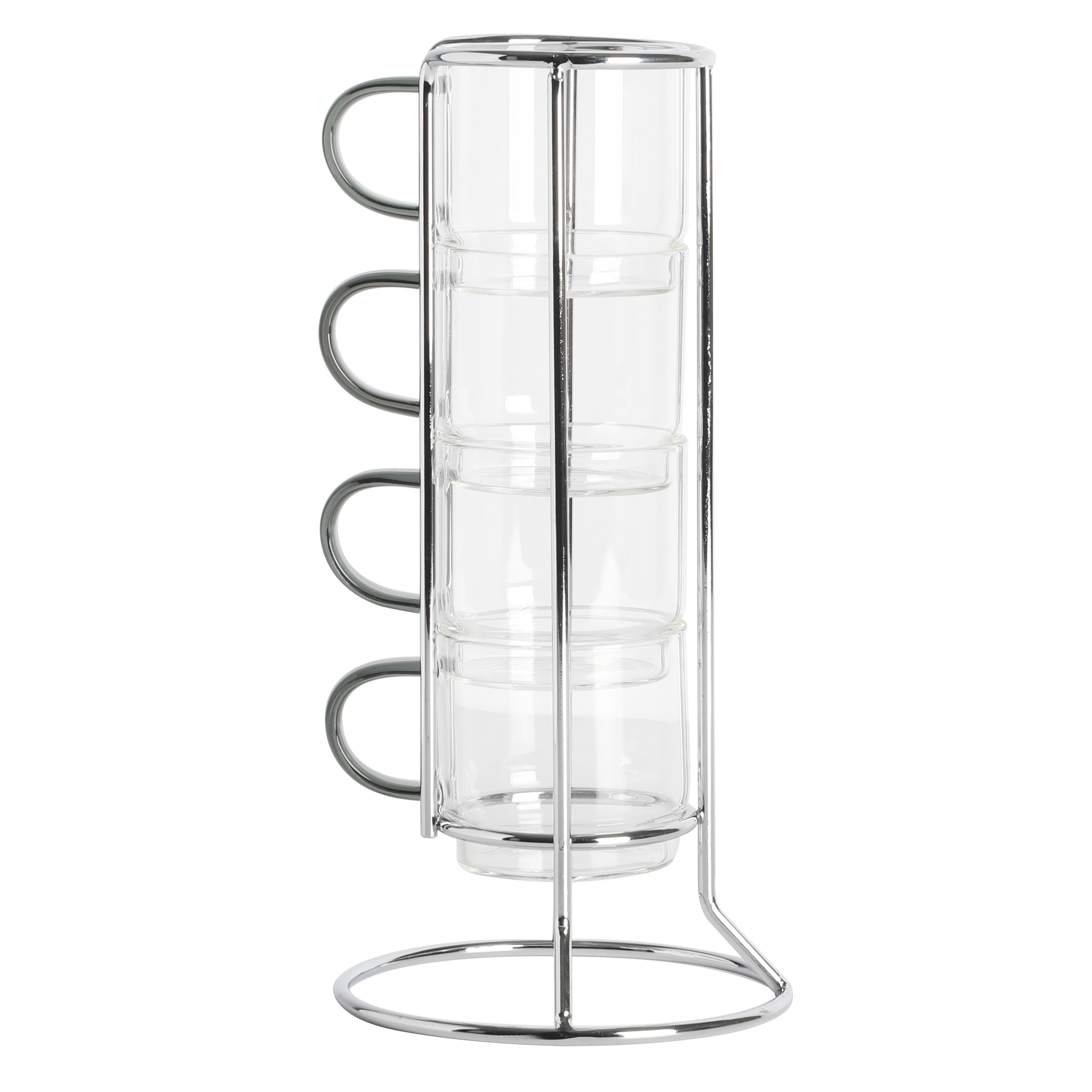 Gibson Soho Lounge 4-Piece Glass Espresso Set W/Rack