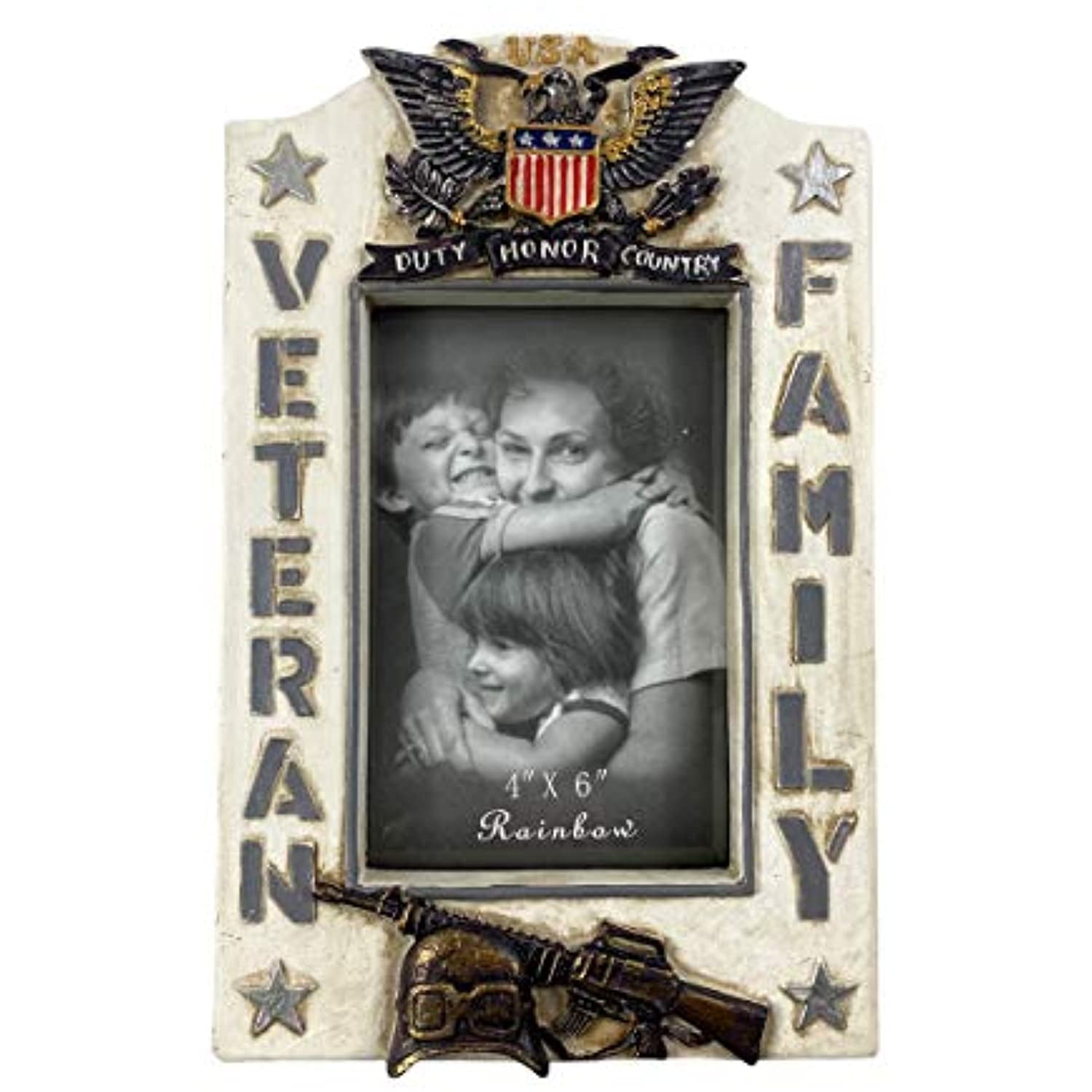 Urbalabs US Veteran Family Picture Frame 4 x 6 Military Gifts Service Member Decor Photo Frame