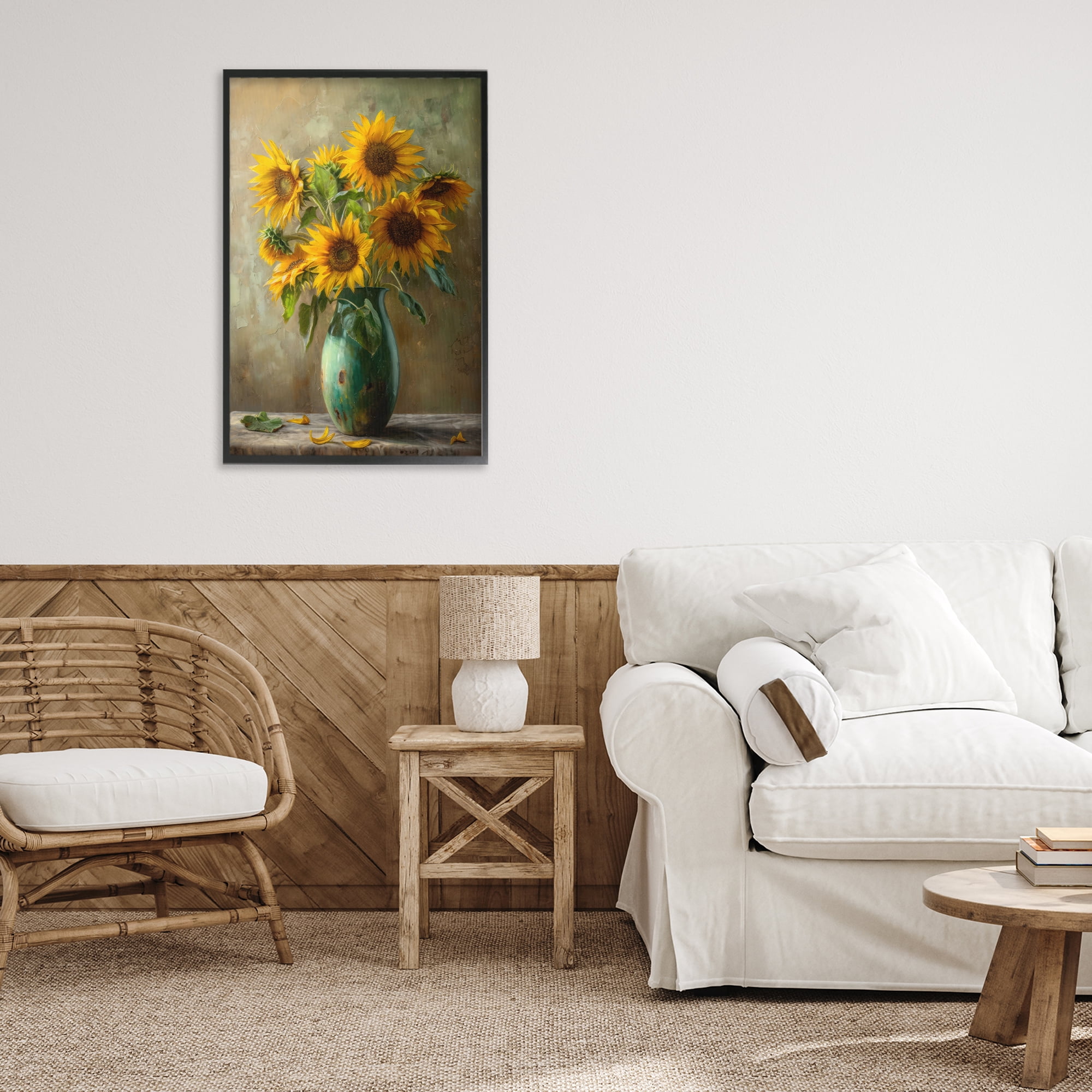 Stupell Industries Moody Sunflower Vase Black Framed Giclee Art, design by Creative Studio