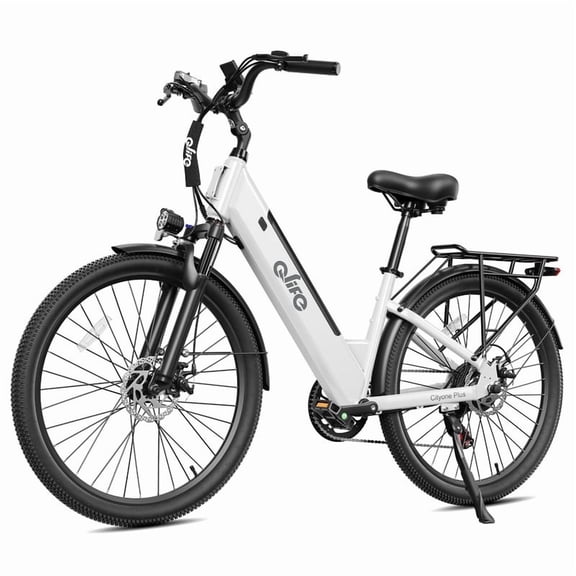 Qlife Cityone Plus Electric Bike for Adults, 26" Urban Commuter EBike 500W, Up to 25MPH, 48V 15Ah Battery, Electric Bicycle with 7-Speed, White