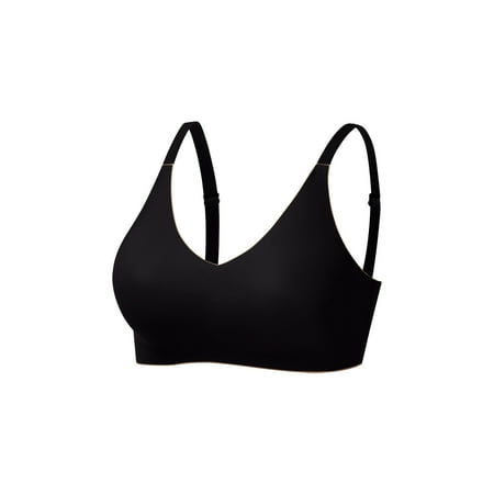 

Zuwimk Bras For Women Push Up Women s Invisible Bliss Cotton Comfort Wireless Lift T-Shirt Bra Black L