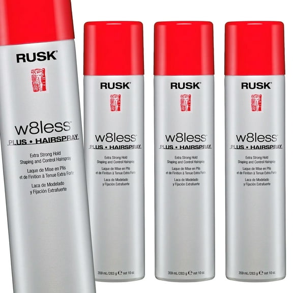 Rusk W8less Plus Extra Strong Hold Shaping and Control Hair Spray 10 oz - Pack of 4