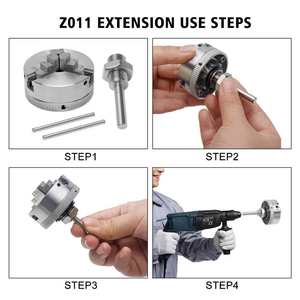 Nishore Drill connecting rod,Alloy 4-jaw 4-jaw Rod Optional Clamp Rod Siuke Zinc Wood Optional Rod Wood Zinc Alloy 4-jaw Clamp Metal Lathe Drill Rod Havou Silver Eryue