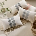 thumbnail image 7 of Striped Linen Textured Throw Pillow Covers 12x20 Inch Set of 2,Boho Decorative Cushion Covers, Neutral Gray Accent Pillowcases for Couch, Sofa, Bed Farmhouse & Modern Living Room Decor, 7 of 7