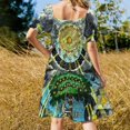 thumbnail image 3 of Vestido de manga corta con estampado de emblemas mágicos y herímicos alcales vestido de verano para mujer vestidos largos con velo 2025, 3 of 6