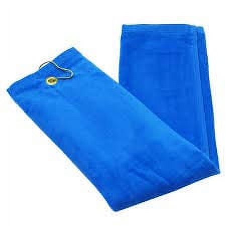 Royal Blue 100% Cotton Golf Towel Tri-Fold with Grommet & Hook for Golf Bag