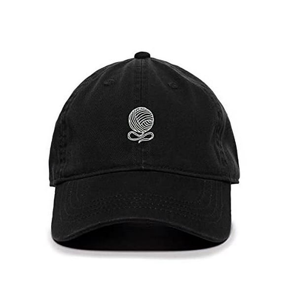 Ball of Yarn Baseball Cap Embroidered Cotton Adjustable Dad Hat Black