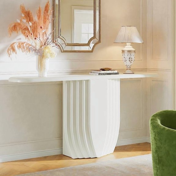 Tribesigns Modern White Console Table, 63 inch Wooden Entryway Sofa Table, Contemporary Console for Entry, Entrance, Foyer