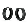 thumbnail image 2 of Bling Jewelry Womens Unisex Black Pave CZ Hoop Earrings Slender Huggie Sterling Silver .30-.50 Inch, 2 of 4