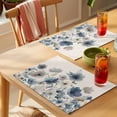 thumbnail image 4 of Blue Flowers Placemats Set of 1, Country Watercolor Blue Grey Floral Linen Texture Non-Slip Place Mats Washable Table Mats for Kitchen Dining Table Decorations Indoor/Outdoor, 4 of 9