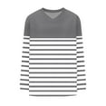 thumbnail image 5 of Htigea Women's V-Neck Sweatshirts Casual Loose Tunic Tops Trendy Striped Color Block Pullover Dressy Work Shirts Gray S, 5 of 5