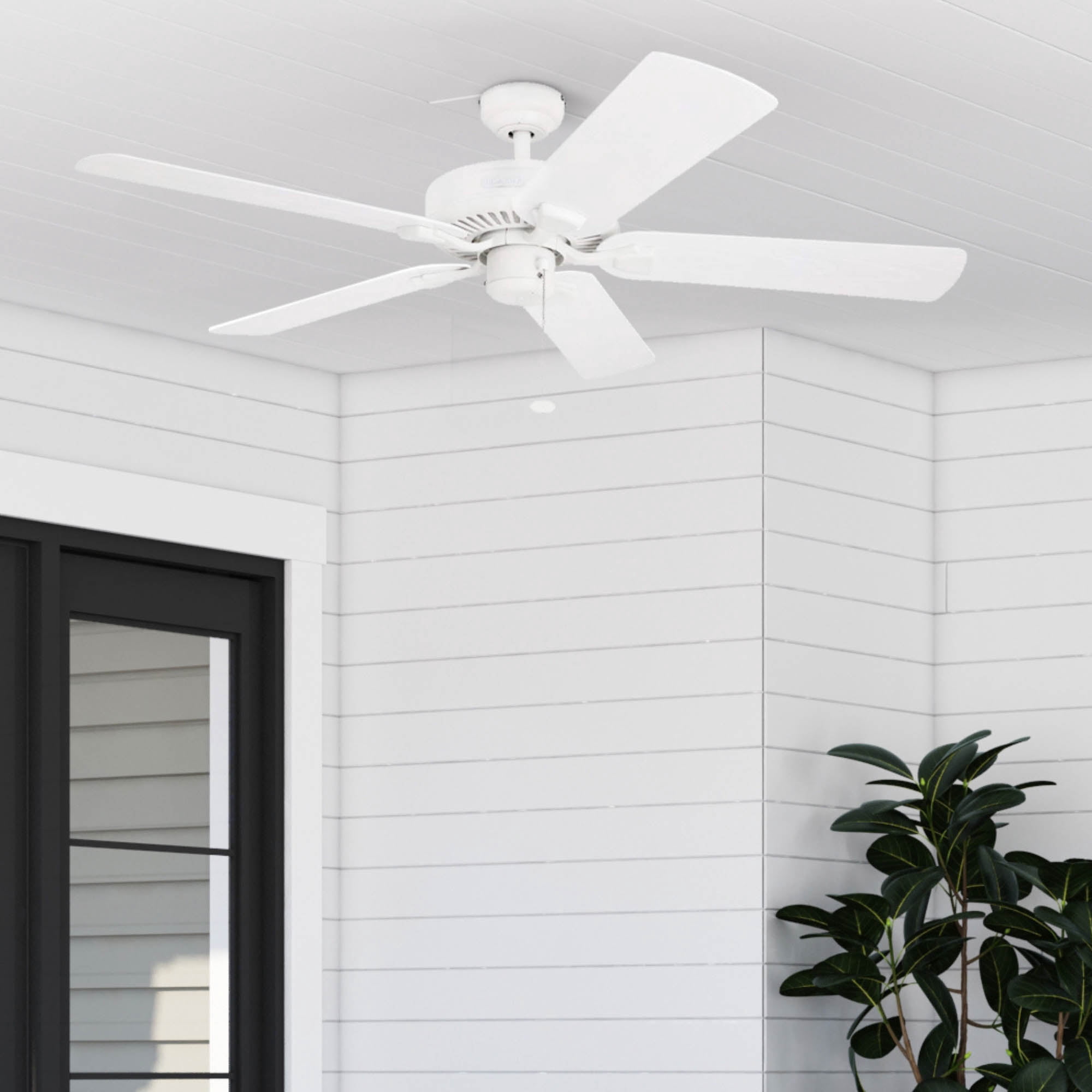 Honeywell Belmar 52" White Indoor/Outdoor Ceiling Fan with 5 Blades, Pull Chains & Reverse Airflow