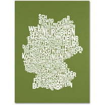 Trademark Art 'OLIVE-Germany Regions Map' Canvas Art by Michael Tompsett