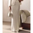 thumbnail image 4 of Women 2 Piece Skirt Sets Long Sleeve Button-Up Outerwear with Maxi Skirt Vacation Outfits Milky White XL, 4 of 8