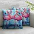 thumbnail image 3 of JEUXUS  Animal Throw Pillow Cushion Cover, Flamingos Love Birds Feather Romance Brushstroke Splash Watercolor Effect, Decorative Square Accent Pillow Case, Pink Blue Purple, 3 of 5