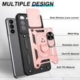thumbnail image 4 of Samsung Galaxy S21 Case,Compatible with Samsung Galaxy S21 Case with HD Screen Protector with Slide Camera Cover, 360° Rotation Ring Kickstand [Military Grade] Case for Samsung S21,Rose Gold, 4 of 15