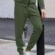 thumbnail image 4 of Pantalones largos de moda para hombre, de color liso, cómodos, informales, con cordón para fitness., 4 of 5