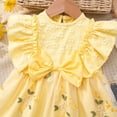 thumbnail image 6 of BLTIBY Girls Dress Kids Ruffle Sleeveless Crew Neck Bow Embroidery Sundress Casual Summer Printed A-Line Party Midi Dresses Yellow 4-5Years, 6 of 9