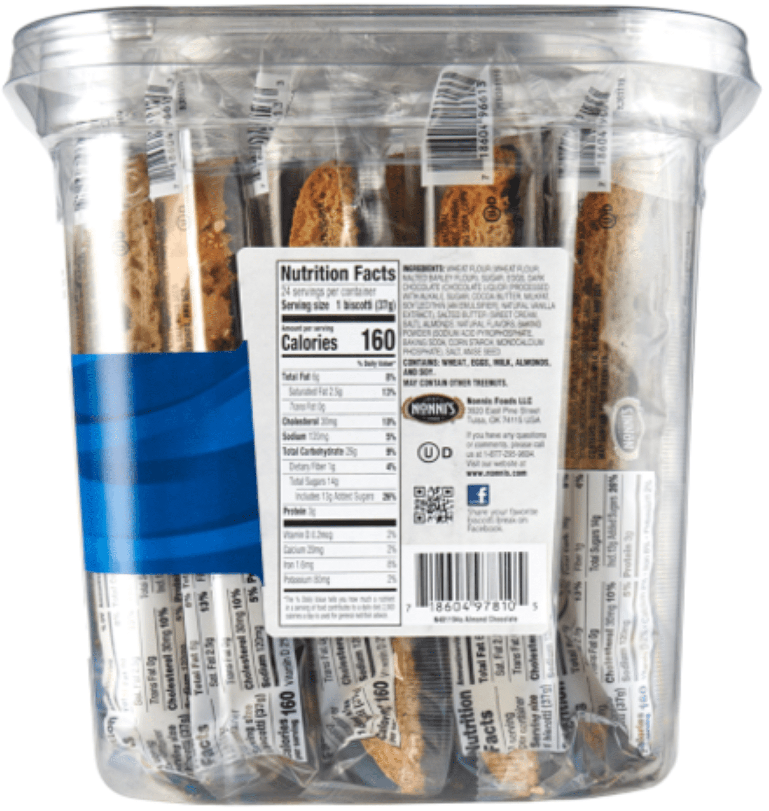 Nonnis Almond Chocolate Biscotti, 1.3 Ounce (24 Count)