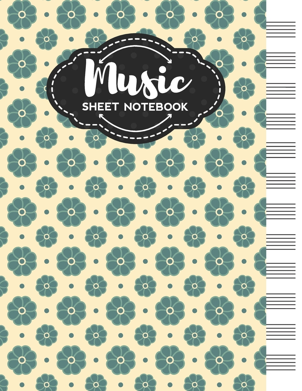 Music Sheet Notebook Blank Staff Manuscript Paper with Cute Flower
