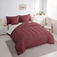 thumbnail image 2 of Castle Fairy Abstract Minimalist Vertical Line Full Size Bedding Sets 7 Pieces,Geometric Strip Pattern Full Size Bed in a Bag,Deep Red Slate Blue,Reversible, 2 of 7