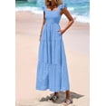 thumbnail image 3 of Vestido largo PRETTYGARDEN para mujer, cuello cuadrado, verano, azul claro, 3 of 9