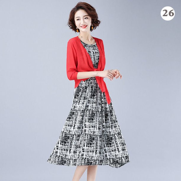 Vestido de seda de algodón de longitud media para mujer, novedad de verano Eccomum Traje 26 3XL